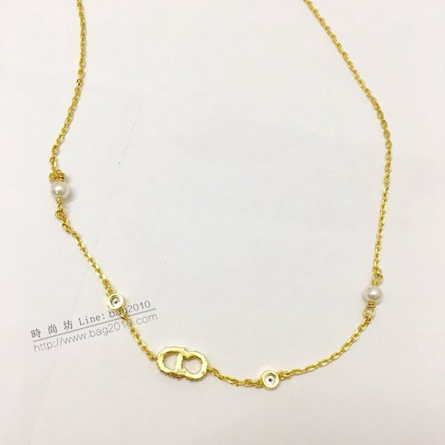 Dior飾品 迪奧經典熱銷款CD字母珍珠鎖骨項鏈  zgd1427
